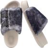 imageKuaiLu Womens Orthotic Sandals Comfortable Arch Support Faux Fur Sandal Slippers Casual Summer Adjustable Cushion Slides Slip On Indoor Outdoor House Shoes  Ultrasoft Comfort Fit FootbedWhite Black Tip Dyeing