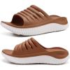 imageKuaiLu Womens Recovery Sandals With Comfortable Plantar Fasciitis SupportLadies Orthotic Open Toe Sport Slides Thick Cushion Reduces Stress on FeetJoints ampamp Back PostExerciseKhaki White
