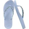 imageKuaiLu Womens Rhinestone Flip Flops with Comfort Arch Support Yoga Mat Cushion Sandals Fashion Summer Beach Travel Orthotic Walking Thong Sandles Slip on Plantar Fasciitis Indoor Outdoor ShoesLight Blue