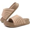 imageKuaiLu Womens Sandals with Arch Support Orthopedic Comfortable Lightweight Cushion Recovery Slides Summer Fashion Leather Casual Womans Plantar Fasciitis Sandals for IndoorampampOutdoor US Size 612Beige