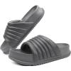 imageKuaiLu Womens Sandals with Arch Support Orthopedic Comfortable Lightweight Cushion Recovery Slides Summer Fashion Leather Casual Womans Plantar Fasciitis Sandals for IndoorampampOutdoor US Size 612Grey