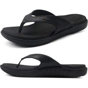 imageKuaiLu Flip Flops For Women Ladies Orthotic Yoga Mat Cushion Sandals Dressy Womans Lightweight Summer Slip On Beach Thong Sandles with Comfortable Arch Support US Size 512Black