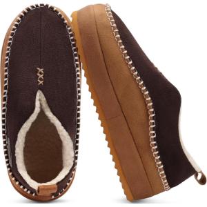 imageKuaiLu Mens Clog Slippers Memory Foam IndoorOutdoor Warm Suede House Shoes Winter Moccasins Slipon Boots Slippers For Man with Fuzzy Sherpa Lining ampamp Arch Support Khaki Brown Size 8