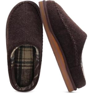 imageKuaiLu Mens Clog Slippers with Arch Support Suede Faux Fur Memory Foam Warm House Shoes Comfortable Slipon Mans Bedroom Indoor Outdoor Slippers Rubber SoleFelt Brown