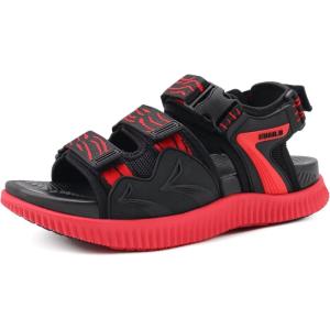 imageKuaiLu Mens Hiking Sandals with Arch Support Orthopedic Walking Recovery Sandals for Plantar Fasciitis Open Toe Summer Athletic Sport Comfortable Cushion Breathable Outdoor Water Sandals Size713BlackRed