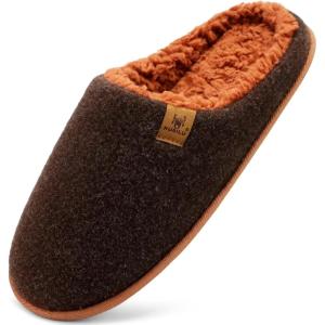 imageKuaiLu Mens House Memory Foam Slippers with Comfy Warm Plush Lining Felt Slip On Casual Pantuflas Mans Comfortable Bedroom Shoes Rubber Sole for IndoorampampOutdoor Mens Size 715Brown