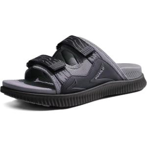 imageKuaiLu Mens Orthotic Sandals Athletic Thick Cushion Recovery Sport Slides Adjustable Strap Open Toe Walking Sandles With Comfortable Plantar Fasciitis Arch SupportGrey