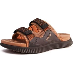 imageKuaiLu Mens Orthotic Sandals Athletic Thick Cushion Recovery Sport Slides Adjustable Strap Open Toe Walking Sandles With Comfortable Plantar Fasciitis Arch SupportKhaki