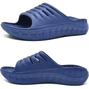 imageKuaiLu Mens Recovery Sandals Orthotic Thick Cushion Open Toe Sport Slides With Comfortable Plantar Fasciitis Arch Support Reduces Stress on Feet Joints ampamp Back PostExerciseBlue