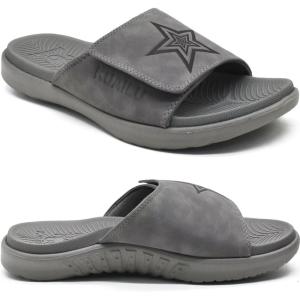 imageKuaiLu Mens Slides Soft Cushion Sport Sandals with Plantar Fasciitis Arch Support Adjustable Open Toe Summer Slippers Slip on Indoor Outdoor Size 715Grey