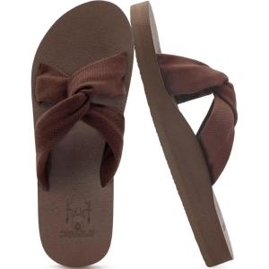 imageKuaiLu Womens Dressy Sandals with Arch Support Yoga Mat Comfortable Cushion Walking Criss Cross Slides Summer Beach Slip On Indoor Outdoor SlippersAll Brown