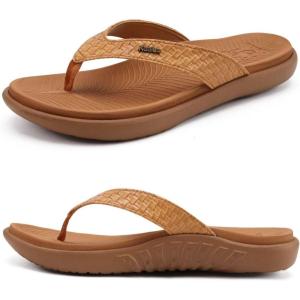 imageKuaiLu Womens Flip Flops Ladies Yoga Mat Comfortable Walking Thong Sandals With Plantar Fasciitis Arch Support Slip On Indoor Outdoor For SummerKhakiduo