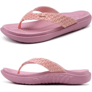 imageKuaiLu Womens Flip Flops Ladies Yoga Mat Comfortable Walking Thong Sandals With Plantar Fasciitis Arch Support Slip On Indoor Outdoor For SummerLovely Pink