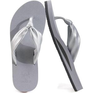 imageKuaiLu Womens Flip Flops With Arch Support Comfortable Yoga Mat Cushion Thong Leather Sandals for Ladies Fashion Slip On Summer Beach Walking Slides Indoor Outdoor Travel Orthotic SlippersGrey