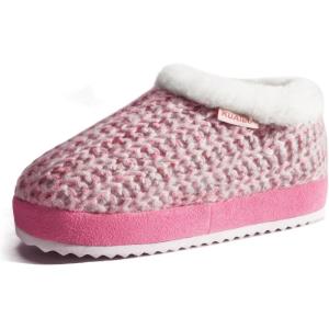 imageKuaiLu Womens House Platform Slippers Cozy Fuzzy Plush Knit Slipper Ladies Warm Fur Lined Winter Slip On Home Bedroom Thick Cushion Shoes Indoor Outdoor Hard SolePink