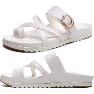 imageKuaiLu Womens Orthopedic Sandals With Comfortable Arch Support Cushion Yoga Mat Slides Fashion Summer Beach Flat Sandles Adjustable Open Toe Travel Outdoor Plantar Fasciitis Flip Flops US Size 511Bride White