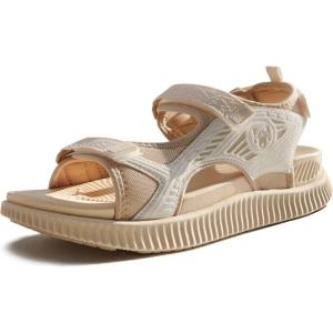 imageKuaiLu Womens Orthopedic Walking Sandals with Comfortable Arch Support Recovery Sport Relief Plantar Fasciitis Summer Outdoor Hiking Adjustable Strap Platform Cushion ShoesLight Beige