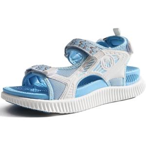 imageKuaiLu Womens Orthopedic Walking Sandals with Comfortable Arch Support Recovery Sport Relief Plantar Fasciitis Summer Outdoor Hiking Adjustable Strap Platform Cushion ShoesBlue White