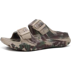 imageKuaiLu Womens Recovery Sandals With Comfortable Plantar Fasciitis Arch Support Orthotic Adjustable Thick Cushion Sport Slides Reduces Stress on Feet Joints ampamp Back PostExerciseCamo Brown