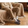 imageKuaiLu Womens Memory Foam Slippers Ladies Cozy Fuzzy Plush Fur Lined Warm Winter Cushioned Slip on House Bedroom Shoes Comfy Indoor Outdoor Hard Sole Arch Supportive Plantar Fasciitis Brown Size 8