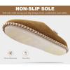 imageKuaiLu Womens Memory Foam Slippers Ladies Cozy Fuzzy Plush Fur Lined Warm Winter Cushioned Slip on House Bedroom Shoes Comfy Indoor Outdoor Hard Sole Arch Supportive Plantar Fasciitis Tan Khaki Size 8