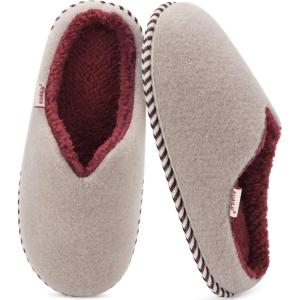 imageKuaiLu Womens Memory Foam Slippers Ladies Cozy Fuzzy Plush Fur Lined Warm Winter Cushioned Slip on House Bedroom Shoes Comfy Indoor Outdoor Hard Sole Arch Supportive Plantar Fasciitis Beige Size 9