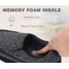 imageKuaiLu Mens Memory Foam Moccasin Slippers Arch Support Cushion Yoga Foam Fuzzy Zipper House Shoes with Indoor Outdoor Rubber SoleBlack