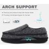 imageKuaiLu Mens Memory Foam Moccasin Slippers Arch Support Cushion Yoga Foam Fuzzy Zipper House Shoes with Indoor Outdoor Rubber SoleBlack