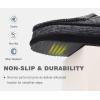 imageKuaiLu Mens Memory Foam Moccasin Slippers Arch Support Cushion Yoga Foam Fuzzy Zipper House Shoes with Indoor Outdoor Rubber SoleBlack