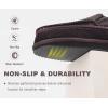 imageKuaiLu Mens Memory Foam Moccasin Slippers Arch Support Cushion Yoga Foam Fuzzy Zipper House Shoes with Indoor Outdoor Rubber SoleDark Brown