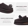 imageKuaiLu Mens Memory Foam Moccasin Slippers Arch Support Cushion Yoga Foam Fuzzy Zipper House Shoes with Indoor Outdoor Rubber SoleDark Brown