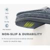 imageKuaiLu Mens Memory Foam Moccasin Slippers Arch Support Cushion Yoga Foam Fuzzy Zipper House Shoes with Indoor Outdoor Rubber SoleGrey