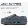 imageKuaiLu Mens Memory Foam Moccasin Slippers Arch Support Cushion Yoga Foam Fuzzy Zipper House Shoes with Indoor Outdoor Rubber SoleGrey
