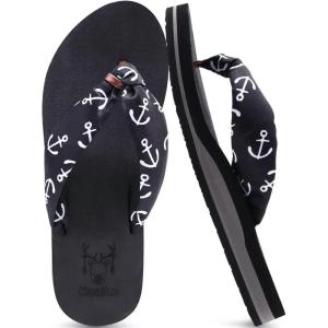 imageKuaiLu Flip Flops Women Yoga Foam Ladies Comfort Arch Support Summer Beach Casual Thong SandalsBlack