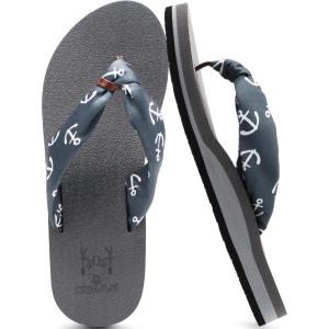 imageKuaiLu Flip Flops Women Yoga Foam Ladies Comfort Arch Support Summer Beach Casual Thong SandalsGrey