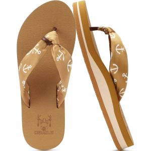 imageKuaiLu Flip Flops Women Yoga Foam Ladies Comfort Arch Support Summer Beach Casual Thong SandalsKhaki