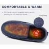 imageKuaiLu Mens Memory Foam Moccasin Slippers Arch Support Cushion Yoga Foam Fuzzy Zipper House Shoes with Indoor Outdoor Rubber SoleDark Blue