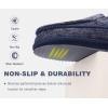 imageKuaiLu Mens Memory Foam Moccasin Slippers Arch Support Cushion Yoga Foam Fuzzy Zipper House Shoes with Indoor Outdoor Rubber SoleDark Blue