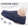 imageKuaiLu Mens Memory Foam Moccasin Slippers Arch Support Cushion Yoga Foam Fuzzy Zipper House Shoes with Indoor Outdoor Rubber SoleDark Blue