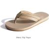 imageKuaiLu Mens Leather Flip Flops Arch Support Summer Beach Pool Water Thong Sandals Waterproof Rubber Walking ShoesApricot