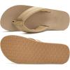 imageKuaiLu Mens Leather Flip Flops Arch Support Summer Beach Pool Water Thong Sandals Waterproof Rubber Walking ShoesApricot