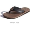 imageKuaiLu Mens Leather Flip Flops Arch Support Summer Beach Pool Water Thong Sandals Waterproof Rubber Walking ShoesBlack Brown