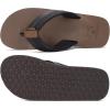 imageKuaiLu Mens Leather Flip Flops Arch Support Summer Beach Pool Water Thong Sandals Waterproof Rubber Walking ShoesBlack Brown
