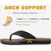 imageKuaiLu Mens Leather Flip Flops Arch Support Summer Beach Pool Water Thong Sandals Waterproof Rubber Walking ShoesBlack Brown