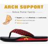 imageKuaiLu Mens Leather Flip Flops Arch Support Summer Beach Pool Water Thong Sandals Waterproof Rubber Walking ShoesBlackRed