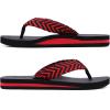 imageKuaiLu Mens Leather Flip Flops Arch Support Summer Beach Pool Water Thong Sandals Waterproof Rubber Walking ShoesBlackRed
