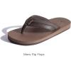 imageKuaiLu Mens Leather Flip Flops Arch Support Summer Beach Pool Water Thong Sandals Waterproof Rubber Walking ShoesBrown Reddish