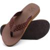 imageKuaiLu Mens Leather Flip Flops Arch Support Summer Beach Pool Water Thong Sandals Waterproof Rubber Walking ShoesBrownish