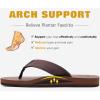 imageKuaiLu Mens Leather Flip Flops Arch Support Summer Beach Pool Water Thong Sandals Waterproof Rubber Walking ShoesCoffee