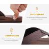 imageKuaiLu Mens Leather Flip Flops Arch Support Summer Beach Pool Water Thong Sandals Waterproof Rubber Walking ShoesCoffee